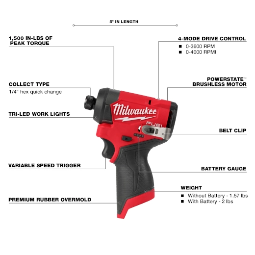 Destornillador de impacto hexagonal M12 FUEL™ de 1/4" - Imagen 4
